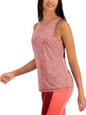 Ideology Womens Heathered Keyhole-Back Tank Top